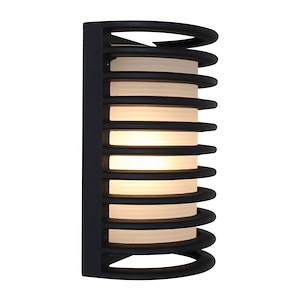 Bermuda-One Light Outdoor Ribbed Bulkhead Wall Light-7 Inches Wide by 10.5 Inches Tall