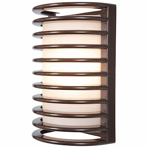 Bermuda-One Light Outdoor Ribbed Bulkhead Wall Light-7 Inches Wide by 10.5 Inches Tall - 758357