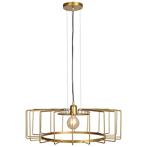 Wired-7W 1 LED Horizontal Cage Pendant in Contemporary Style-23.25 Inches Wide by 9 Inches Tall - 711488