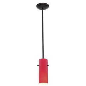 Cylinder-1 LED Glass Pendant with Rod-4 Inches Wide by 10 Inches Tall
