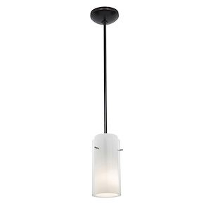 Glass n Glass Cylinder-12W 1 LED Rod Pendant-4.5 Inches Wide by 10 Inches Tall