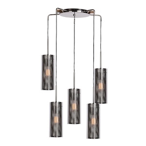 Multis-Five Light Encaged Glass Pendant-23.2 Inches Wide By 11.88 Inches Tall