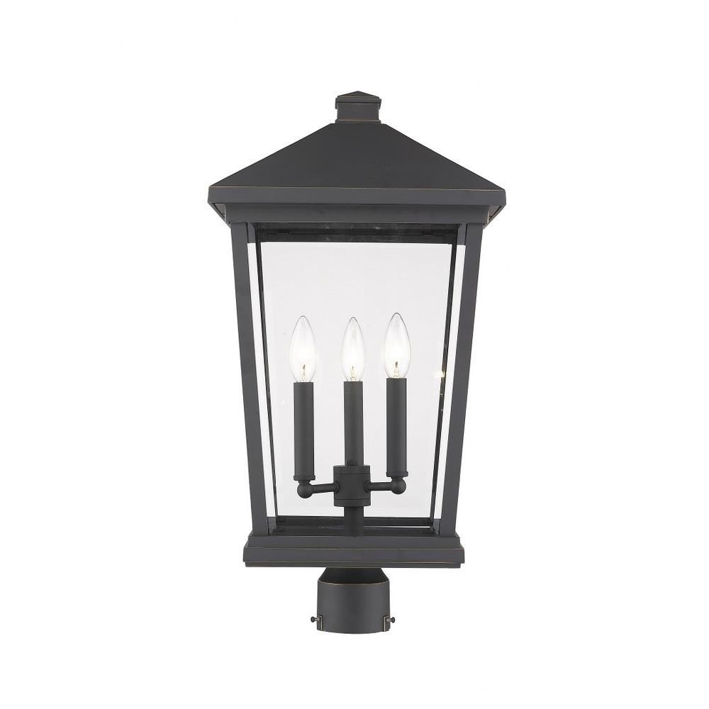 Heritage Cloisters - 3 Light Outdoor Post Mount Lantern in Transitional  Style - 12 Inches Wide by 23.5 Inches High