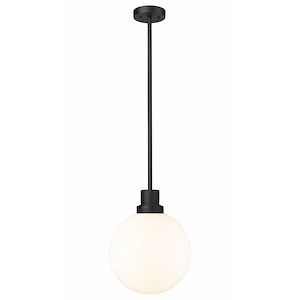 Copper Beech Crest - 1 Light Outdoor Pendant with Opal Glass In Modern Style-15 Inches Tall and 12 Inches Wide - 1287181