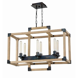 Cubic - Six Light Linear Chandelier - 12 inches wide by 24.5 inches high