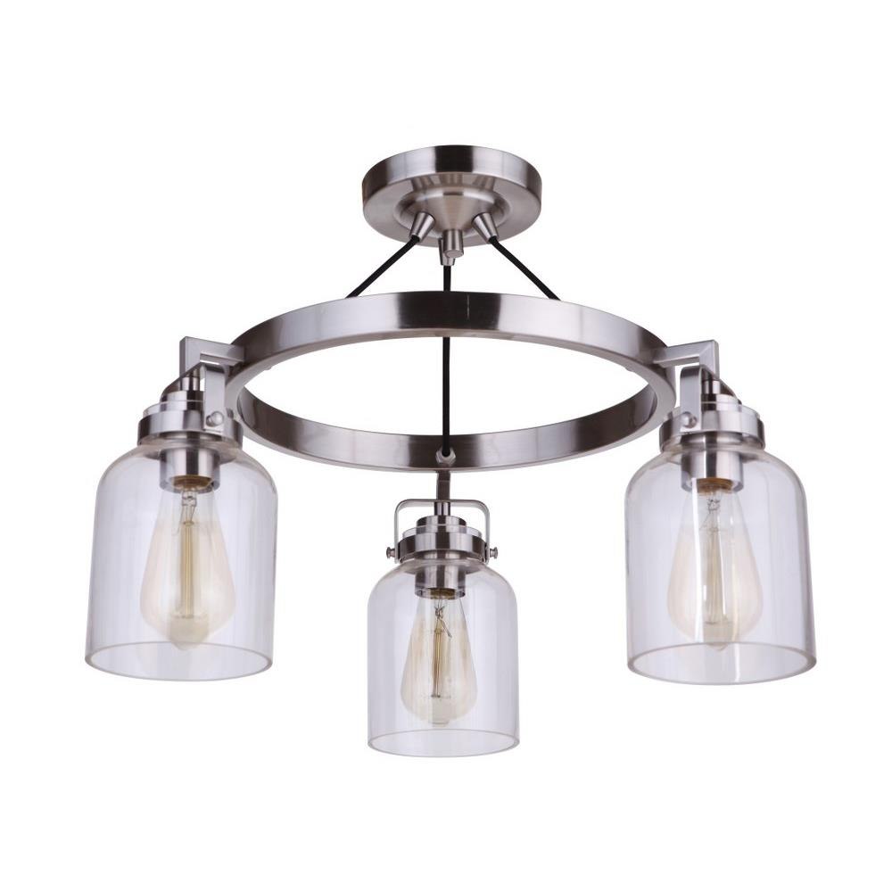 Foxwood - Three Light Semi-Flush Mount - 21.75 inches wide by 16.63 inches  high