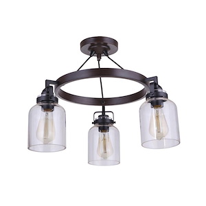 Foxwood - Three Light Semi-Flush Mount - 21.75 inches wide by 16.63 inches high