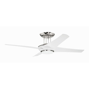 Cam - 4 Blade Flush Ceiling Fan with Light Kit In Contemporary Style-11.14 Inches Tall and 54 Inches Wide