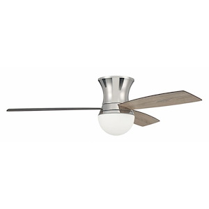 Daybreak - 3 Blade Flush Mount Ceiling Fan with Light Kit In Contemporary Style-14.09 Inches Tall and 52 Inches Wide