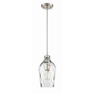 One Light Mini Pendant in Transitional Style - 6.63 inches wide by 13 inches high