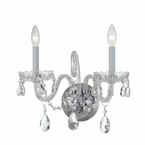 Crystal - Two Light Wall Sconce in Classic Style - 15 Inches Wide by 12.5 Inches High - 1083612