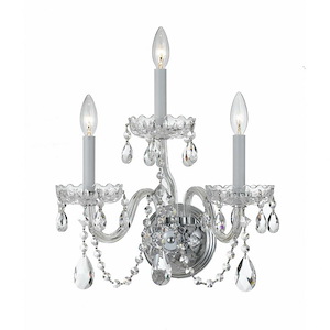 Crystal - Three Light Wall Sconce in Classic Style - 15 Inches Wide by 16 Inches High