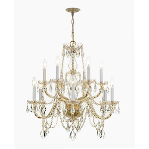Crystal - Twelve Light 2-Tier Chandelier in Classic Style - 31 Inches Wide by 26 Inches High - 406209