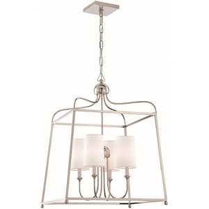 Sylvan - Four Light Chandelier With Linen Fabric Shades In Traditional Style - 21.5 Inches Wide By 29.75 Inches High