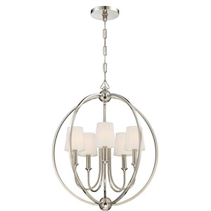 Sylvan - Five Light Chandelier with Silk or Linen Fabric Shades in Traditional Style - 22.5 Inches Wide by 26.5 Inches High