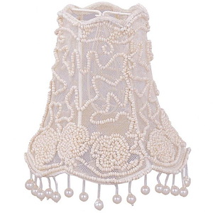 Mini Shade - Beaded Shade With Dangling Pearls In Timeless Style - 4.5 Inches Wide By 5 Inches High - 883375