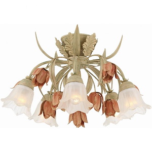Southport Floral 5 Light Ceiling Mount Wrought Iron In Minimalist Style - 22 Inches Wide By 13 Inches High