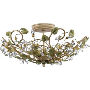 Josie Floral 3 Light Ceiling Mount In Classic Style - 20.5 Inches Wide By 8.75 Inches High