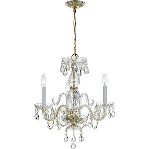 Crystal - Three Light Mini Chandelier in Classic Style - 16 Inches Wide by 18 Inches High