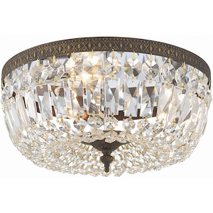 3 Light Flush Mount in Classic Style - 14 Inches Wide by 7.5 Inches High - 128989