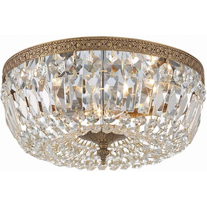 3 Light Flush Mount in Classic Style - 14 Inches Wide by 7.5 Inches High