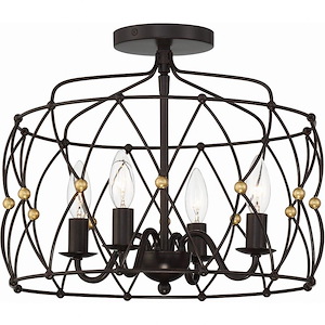Zucca - 4 Light Semi-Flush Mount-13 Inches Tall and 16.5 Inches Wide