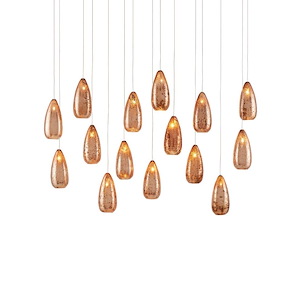 Rame - 15 Light Rectangular Multi-Drop Pendant In 21 Inches Tall and 48 Inches Wide - 1087629