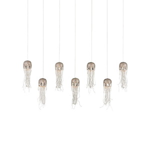 Medusa - 7 Light Rectangular Pendant-22 Inches Tall and 57 Inches Wide - 1297459