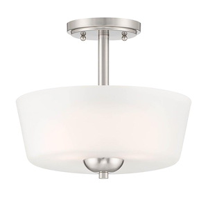 Malone - 2 Light Semi-Flush Mount In Transitional Style-10.5 Inches Tall and 12 Inches Wide - 1156228
