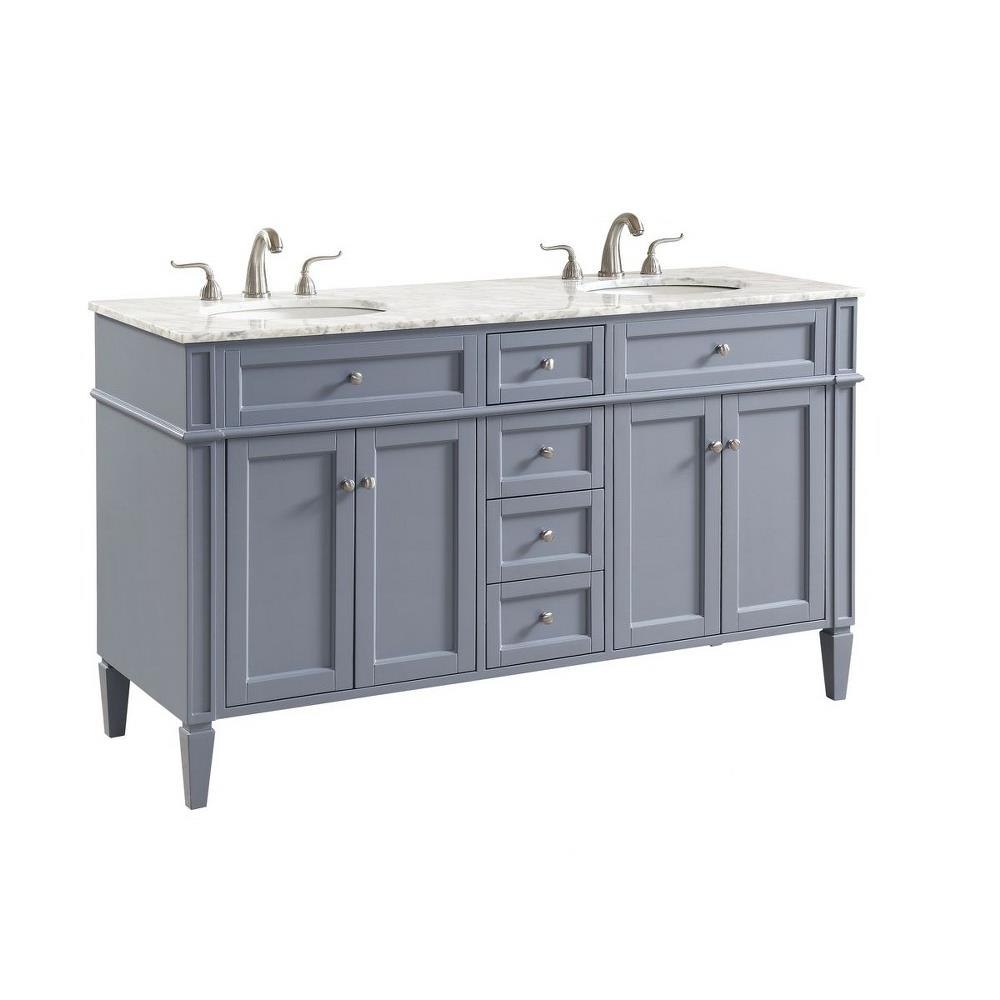 Elegant Decor Park Avenue 60 Inch 4 Drawer Double Rectangle Bathroom Vanity Sink Set