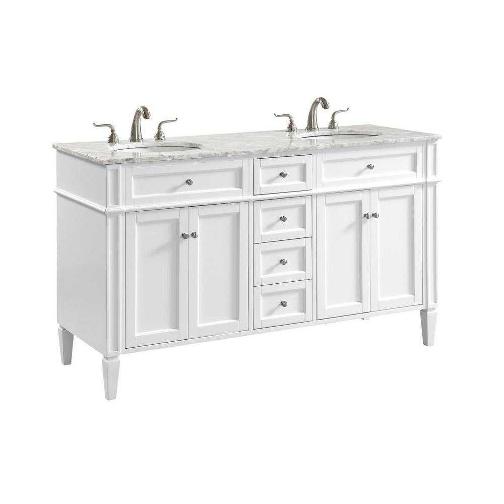 Elegant Decor Park Avenue 60 Inch 4 Drawer Double Rectangle Bathroom Vanity Sink Set - Thumbnail 2