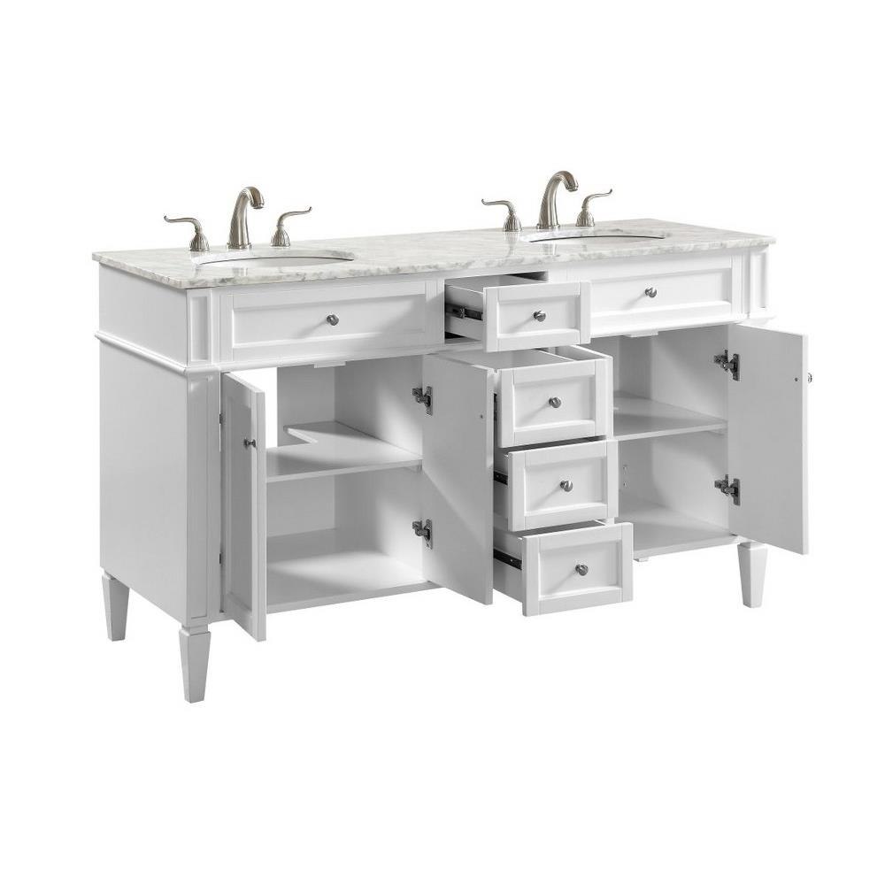 Elegant Decor Park Avenue 60 Inch 4 Drawer Double Rectangle Bathroom Vanity Sink Set - Thumbnail 3