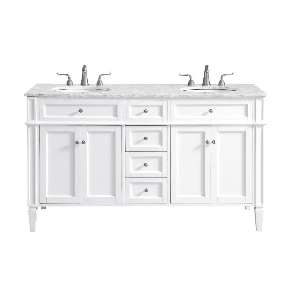 Elegant Decor Park Avenue 60 Inch 4 Drawer Double Rectangle Bathroom Vanity Sink Set - Thumbnail 5