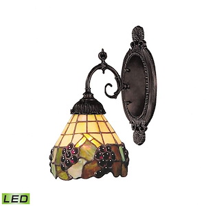 Mix- 9.5W 1 LED Wall Sconce in Traditional Style with Victorian and Vintage Charm inspirations - 10 Inches tall and 4.5 inches wide