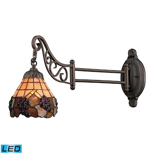 Mix- 9.5W 1 LED Swingarm Wall Sconce in Traditional Style with Victorian and Vintage Charm inspirations - 12 Inches tall and 7 inches wide