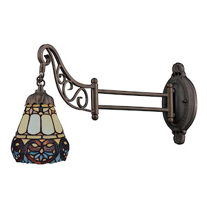 Mix-N-Match - 1 Light Swingarm Wall Sconce in Traditional Style with Victorian and Vintage Charm inspirations - 12 Inches tall and 7 inches wide - 370854