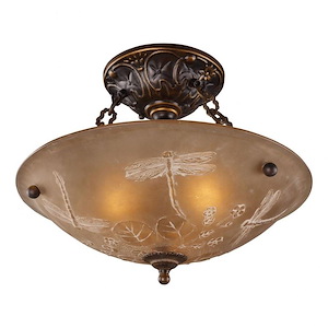 Restoration - 3 Light Semi-Flush Mount in Traditional Style with Victorian and Vintage Charm inspirations - 12 Inches tall and 16 inches wide - 371020