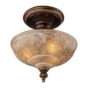 Restoration - 3 Light Semi-Flush Mount in Traditional Style with Victorian and Vintage Charm inspirations - 13 Inches tall and 12 inches wide - 371013