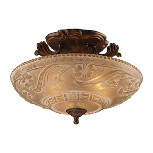 Restoration - 3 Light Semi-Flush Mount in Traditional Style with Victorian and Vintage Charm inspirations - 11 Inches tall and 16 inches wide - 371011