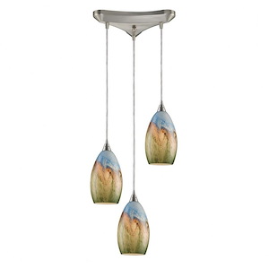 Geologic - 3 Light Linear Pendant in Transitional Style with Coastal/Beach and Country/Cottage inspirations - 10 Inches tall and 5 inches wide - 408263