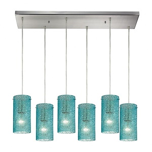 Ice Fragments - 6 Light Rectangular Pendant in Transitional Style with Coastal/Beach and Eclectic inspirations - 8 Inches tall and 9 inches wide