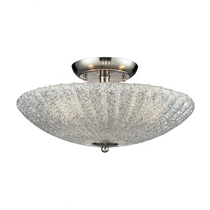 Luminese - 3 Light Semi-Flush Mount in Traditional Style with Luxe/Glam and Art Deco inspirations - 8 Inches tall and 16 inches wide