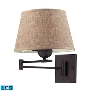 Swingarms - 9.5W 1 LED Swingarm Wall Sconce in Transitional Style with Country/Cottage and Coastal inspirations - 13 Inches tall and 11 inches wide