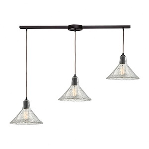 Hand Formed Glass - 3 Light Linear Pendant in Transitional Style with Southwestern and Modern Farmhouse inspirations - 9 Inches tall and 5 inches wide - 458992