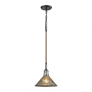 Hand Formed Glass - 1 Light Mini Pendant in Transitional Style with Southwestern and Modern Farmhouse inspirations - 9 Inches tall and 10 inches wide - 458989