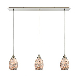 Capri - 3 Light Linear Mini Pendant in Transitional Style with Coastal/Beach and Boho inspirations - 9 Inches tall and 36 inches wide