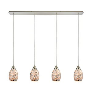 Capri - 4 Light Linear Pendant in Transitional Style with Coastal/Beach and Boho inspirations - 9 Inches tall and 46 inches wide - 521509