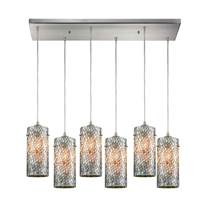 Capri - 6 Light H-Bar Pendant in Transitional Style with Coastal/Beach and Boho inspirations - 10 Inches tall and 17 inches wide