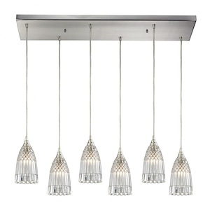 Kersey - 6 Light Rectangular Pendant in Modern/Contemporary Style with Luxe/Glam and Boho inspirations - 8 Inches tall and 9 inches wide