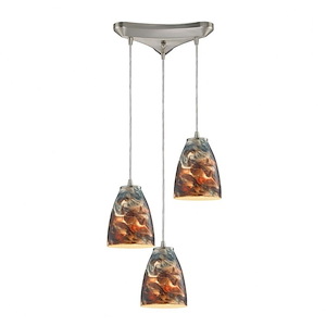 Abstractions - 3 Light Triangular Pendant in Transitional Style with Boho and Eclectic inspirations - 7 Inches tall and 10 inches wide - 459120